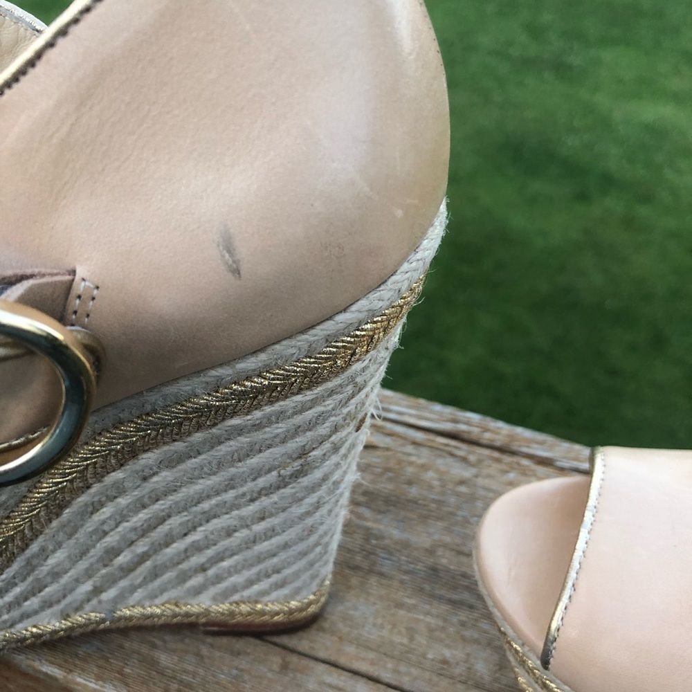 Rachel Zoe peep toe nude wedge buckle heels, size 7.5 - Picture 8 of 12